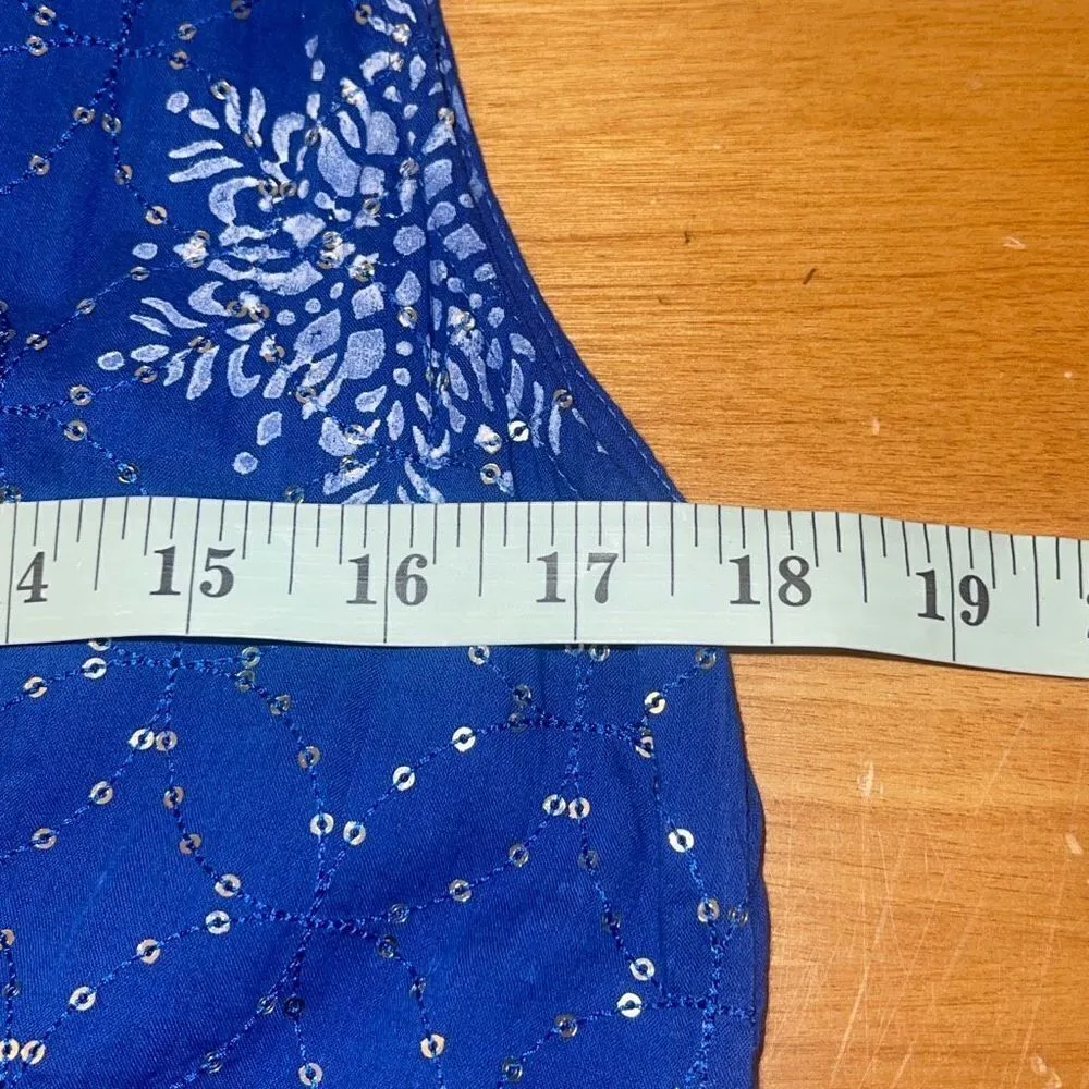 Rubyyaya Womens Beaded Pleated Tiered Snowflakes Julieta Maxi Dress Blue Size Sm - Image 13