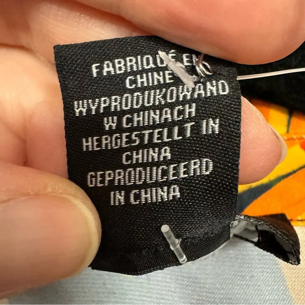 Rachel Zoe Colorful Tropical Print Button Down Shirt Womens XS Bird Palm Tree - Image 7