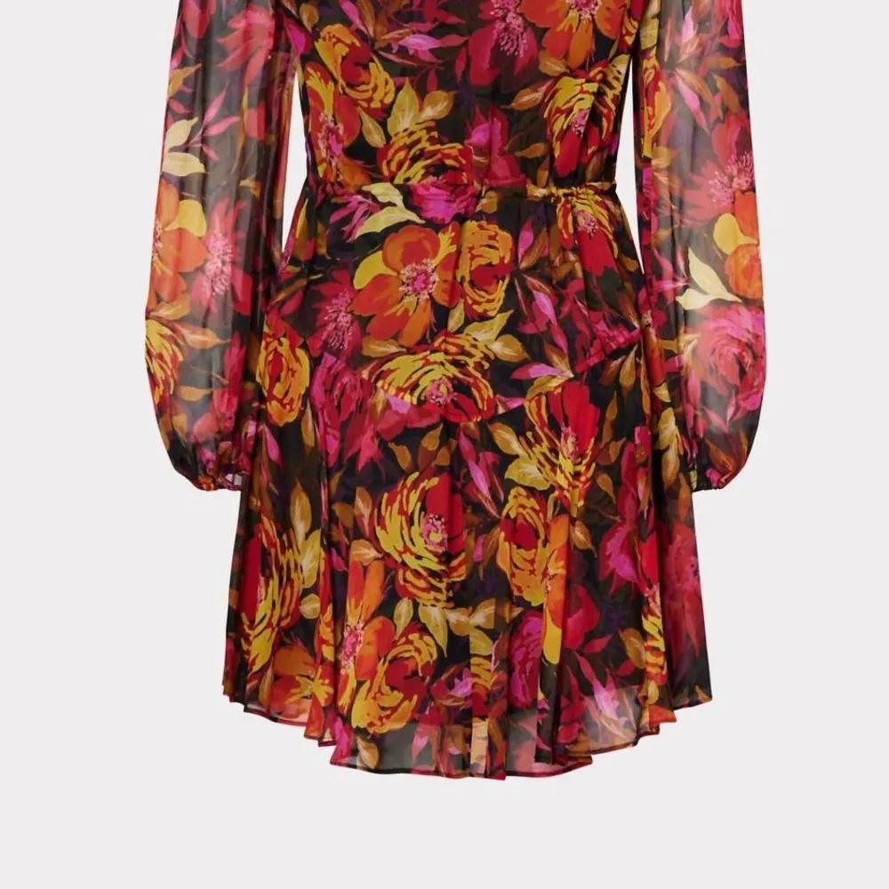 Milly Reina fall foliage Flounce mini Dress in rust multi floral $495 - Image 9