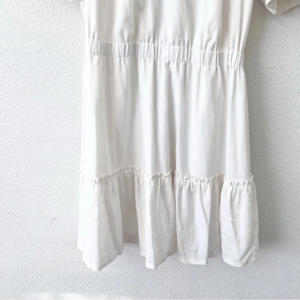 Alice & Olivia Vida Puff Sleeve Wedding Cottagecore Mini Dress in White - Image 3