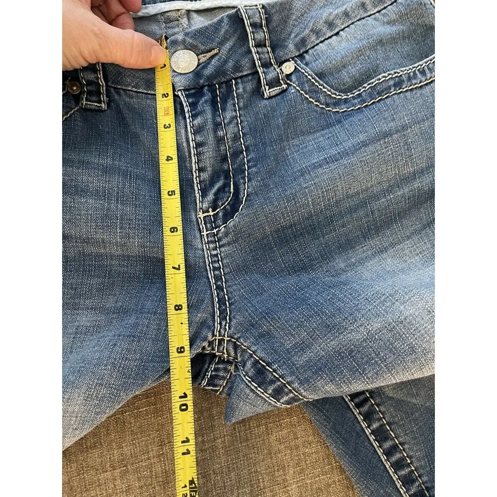 Seven 7 Bootcut Jeans Womens Size 10 Light Blue Denim Sequin Pockets Low Rise - Image 5