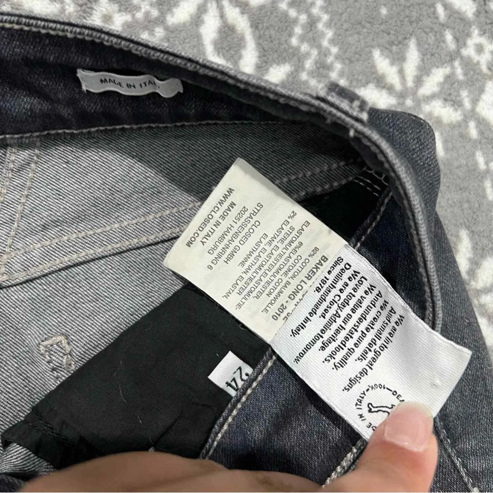 Anthropologie Closed Baker Long Gray Skinny Jeans Made In Italy Size 24 - Image 6