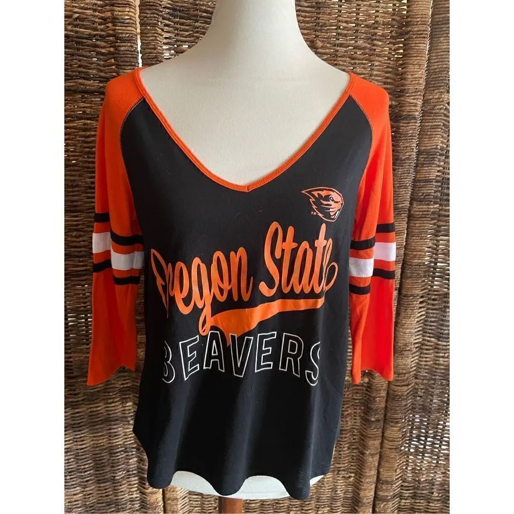 Colosseum Oregon State Beavers Black/Orange Women’s V-Neck Top Size Medium-NWOT - Image 6