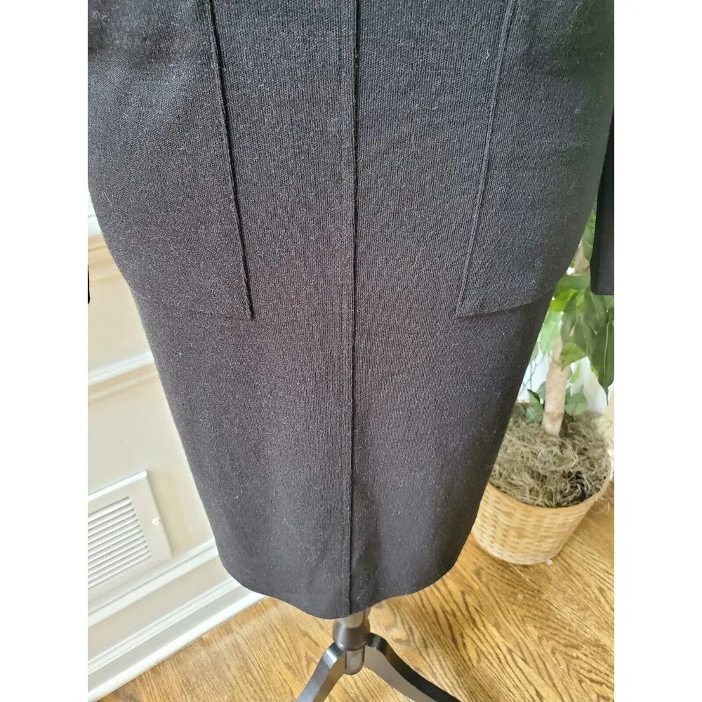 Vintage Nina Leonard Black Acrylic Round Neck Long Sleeve Knee Length Dress PM - Image 4