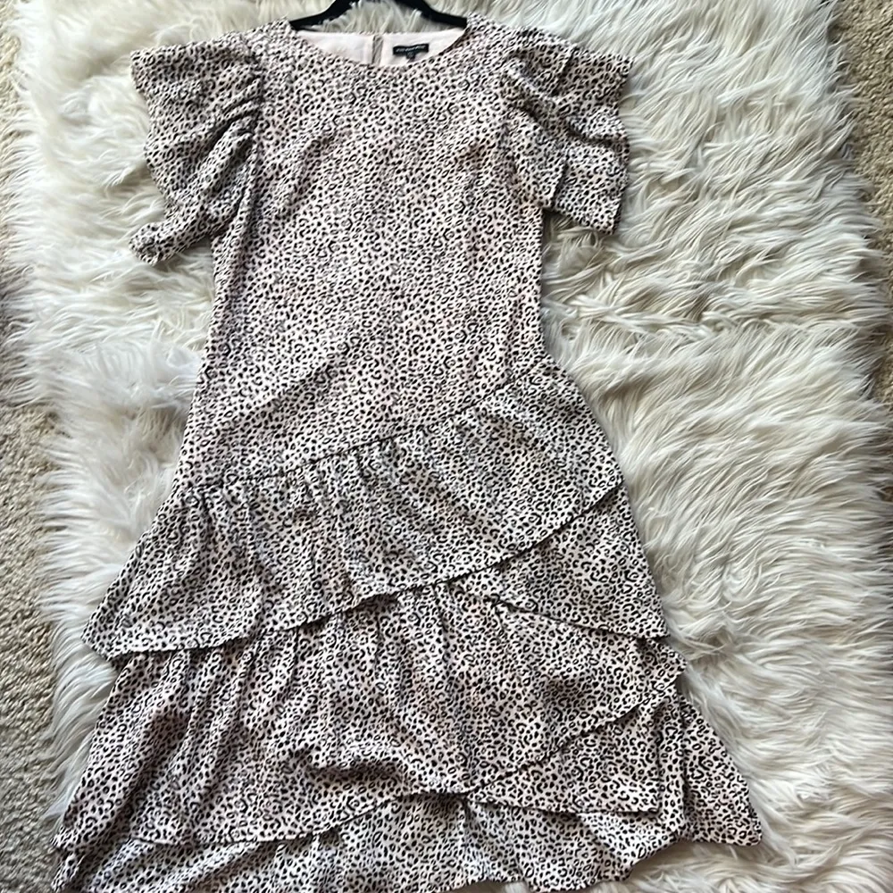 WHO WHAT WEAR pink leopard ruffle dress - Image 11