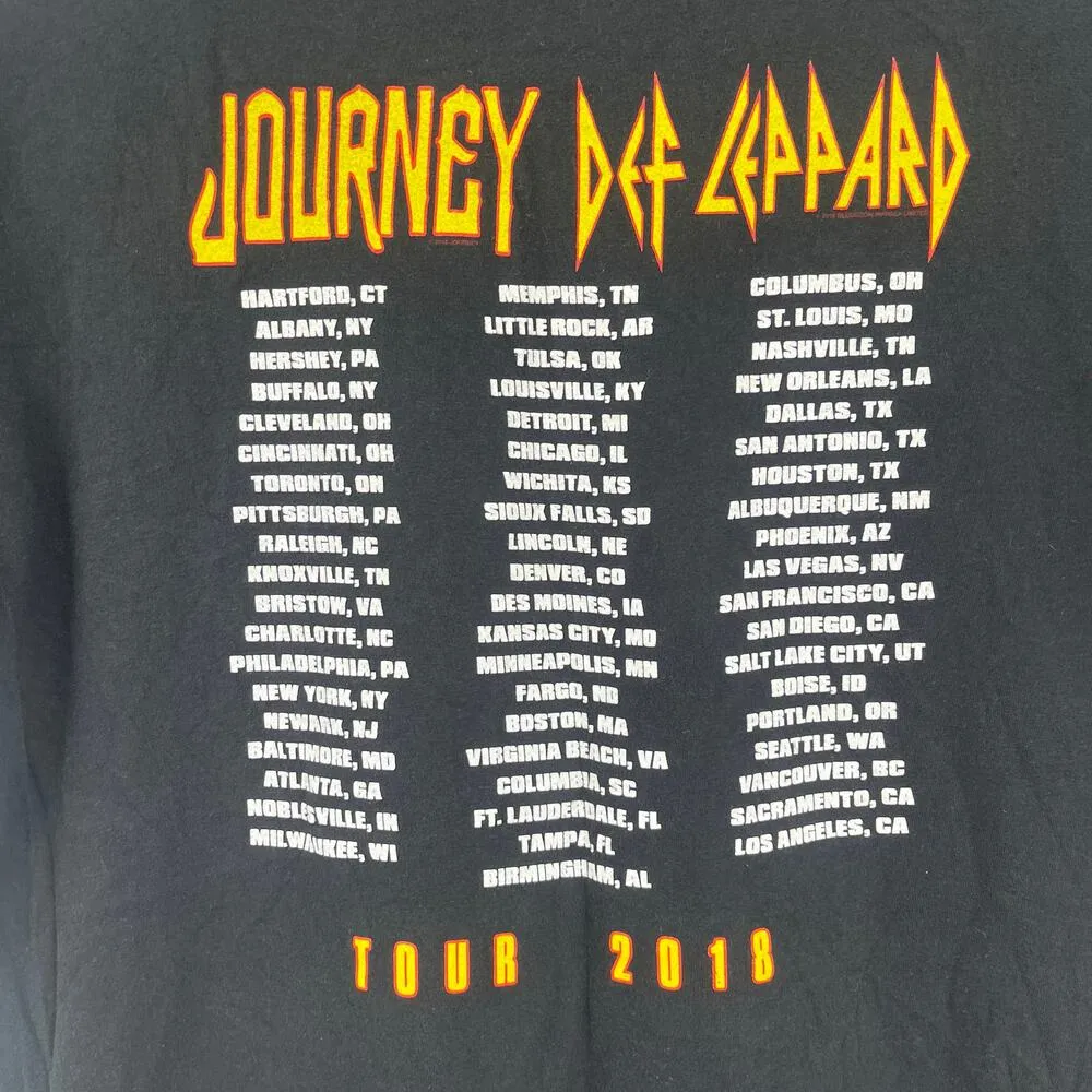 JOURNEY DEF LEPPPARD Band T-Shirt Sz Large Black Concert Tour Graphic Flag - Image 8