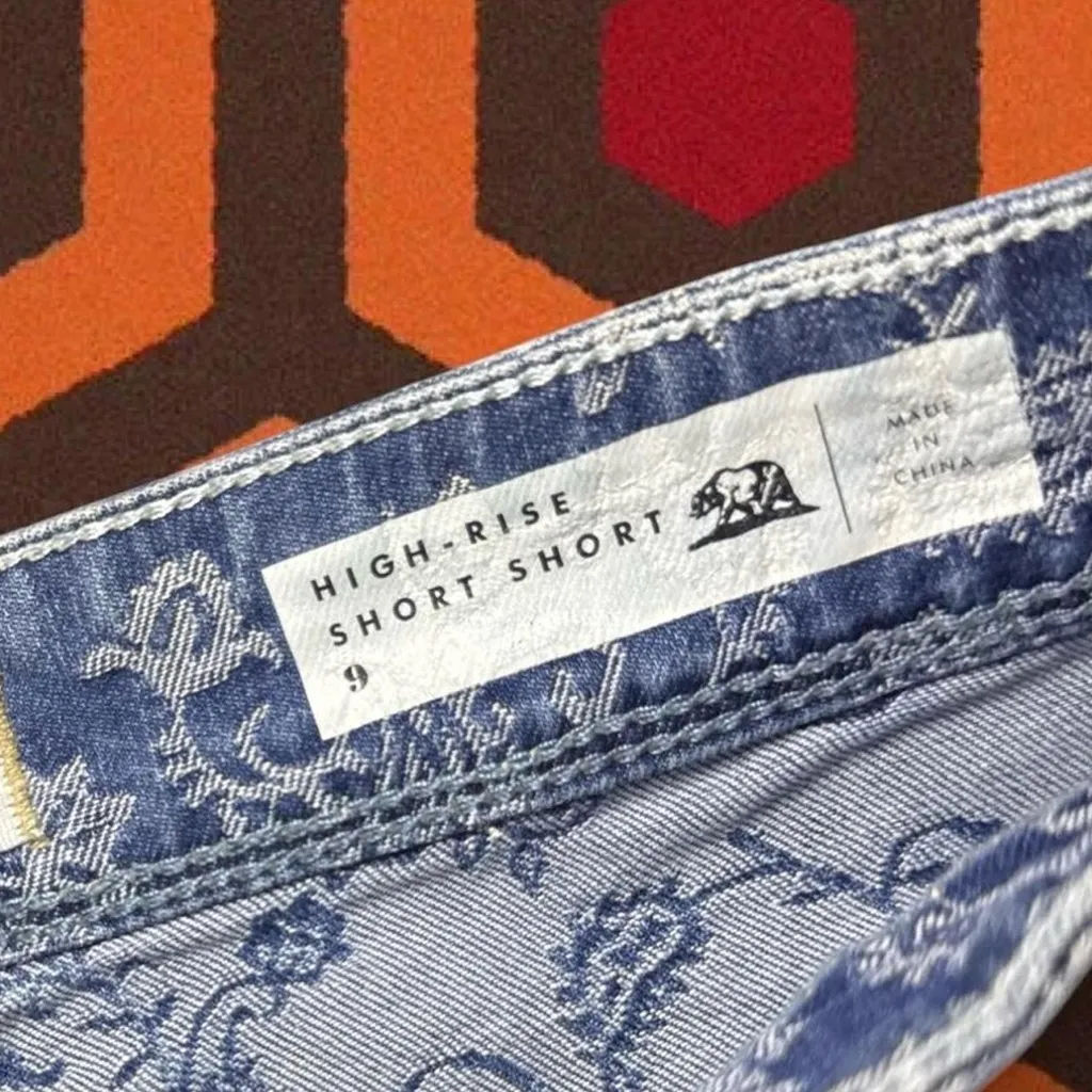 Bullhead Denim Co. High-Waisted Paisley Frayed Denim Shorts - Image 2