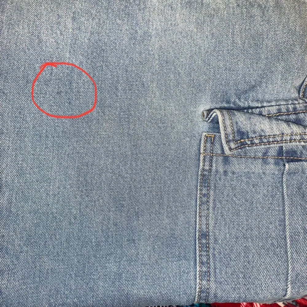 Forever 21 Cargo Denim Jeans Relaxed Straight Leg Light Blue Womens - Image 4