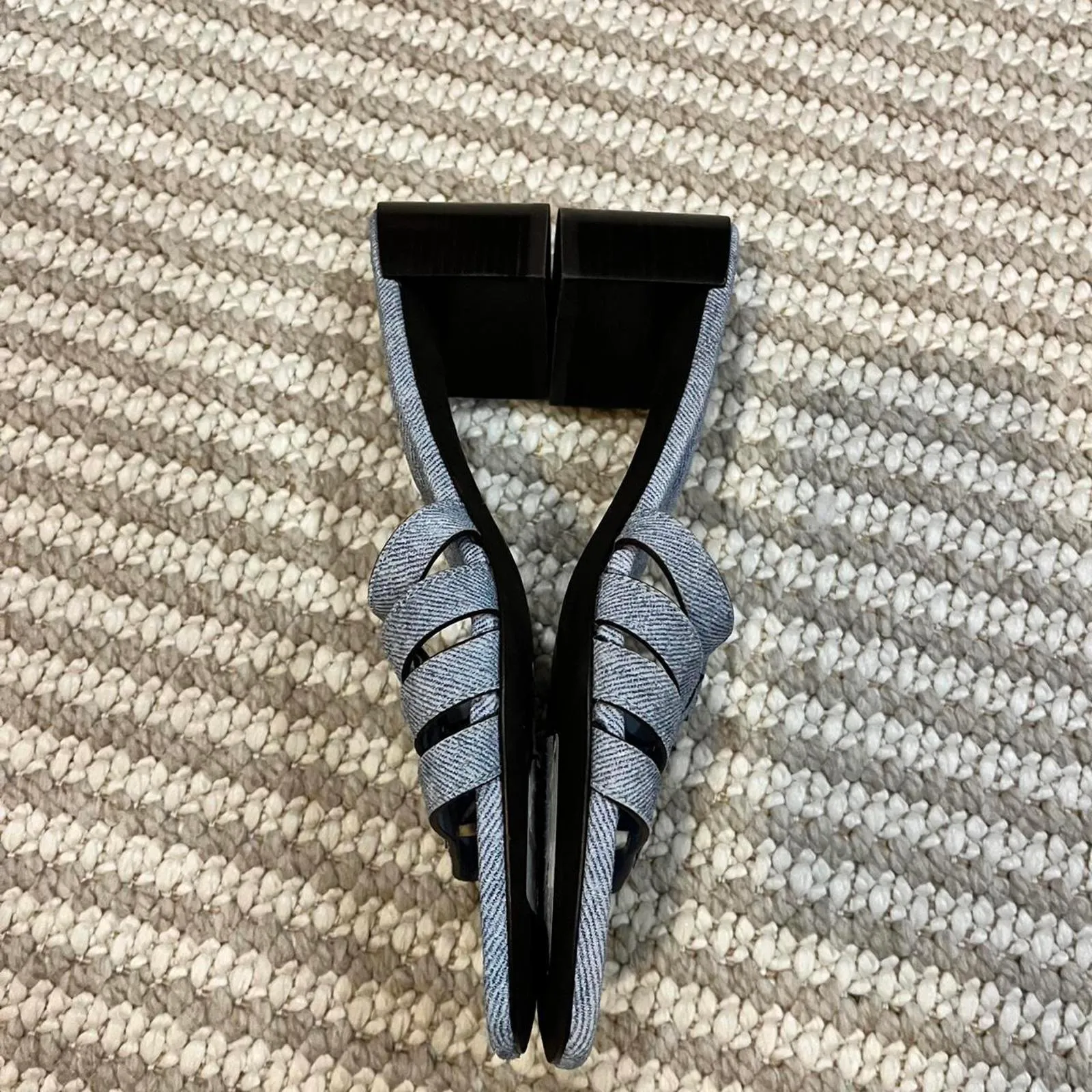 Tory Burch Women's Ines Heel Mule Sandal 55MM Denim Suede Blue Cloud - Image 5