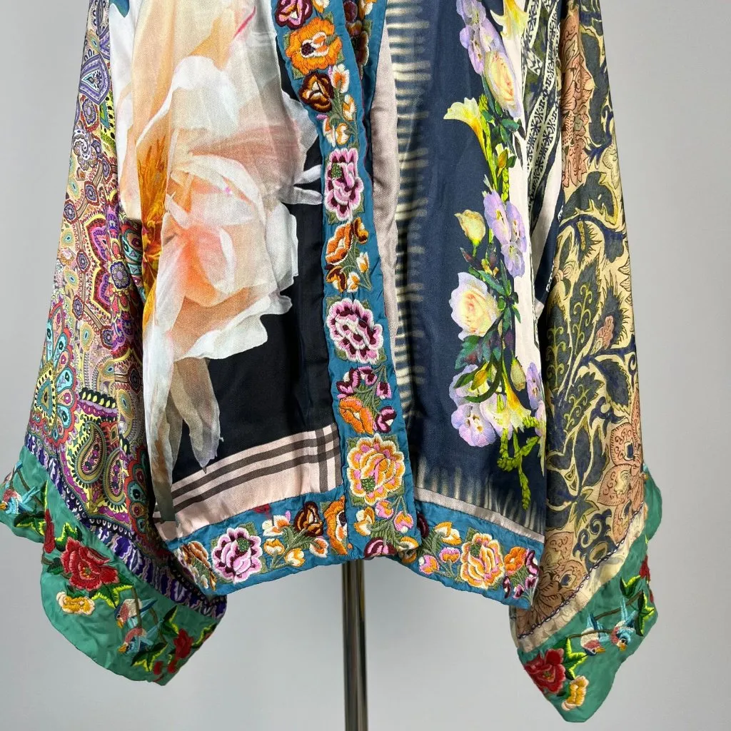 Johnny Was $650 NWOT  Reversible Embroidered Silk Kimono Jacket Multi Size M - Image 6