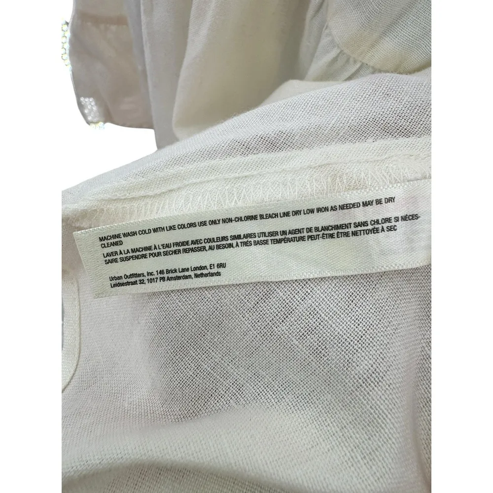 Free People Womens Cross of Sunlight Mini Dress‎ Size L Ivory Side Cut Outs Boho - Image 3