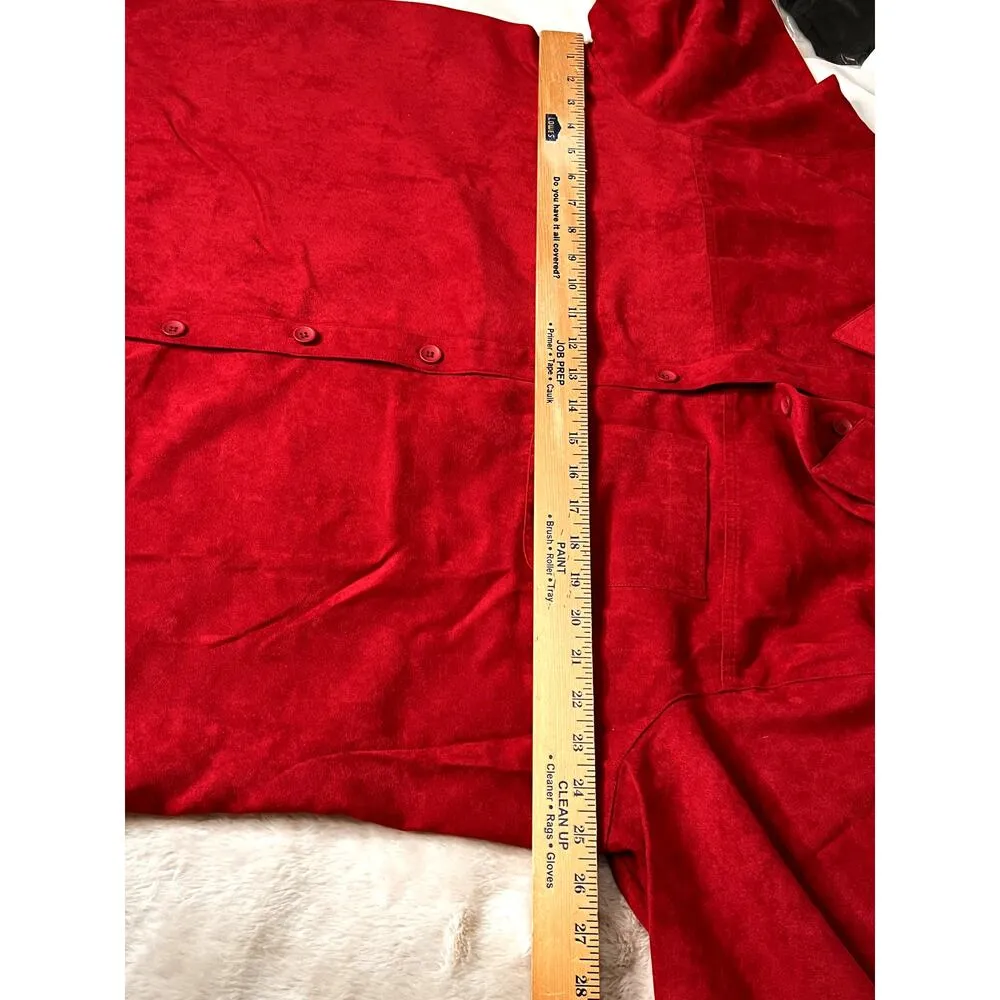 STUDIO WORKS womens size 2X top red button-up faux suede business casual - Image 3