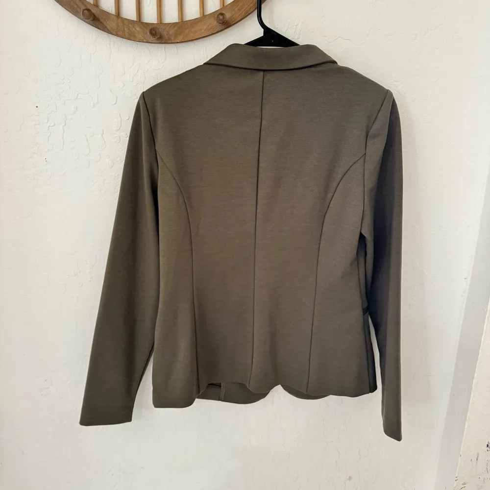 Ichi Mossy Green Supple Cinched Jersey Stretch Single Breast Blazer Medium - Image 7