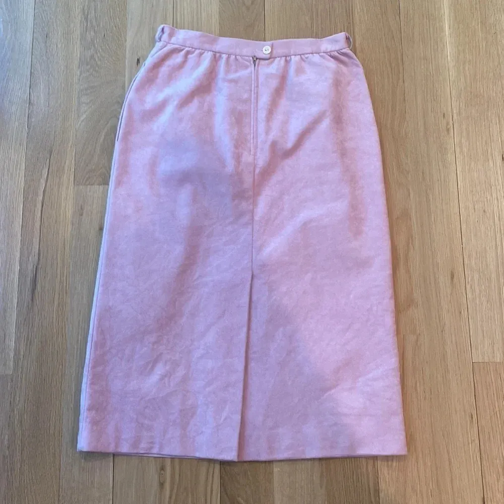 Vtg Ultrasuede Skirt Pink Vegan Pencil Slim Small - Image 4