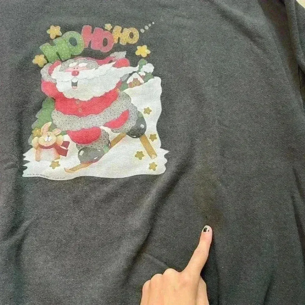 Vintage Black HoHoHo Santa Sweatshirt Air‎ Waves Inc. By Joan Elliott Size 2XL - Image 4