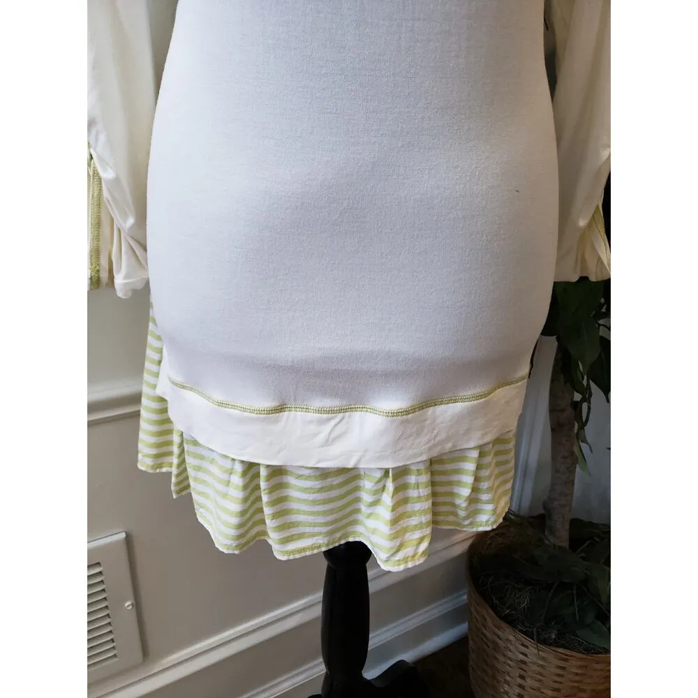 Matilda Jane Crewneck Tunic Women's Medium Ivory Long Sleeve With Striped Ruffle - Image 3