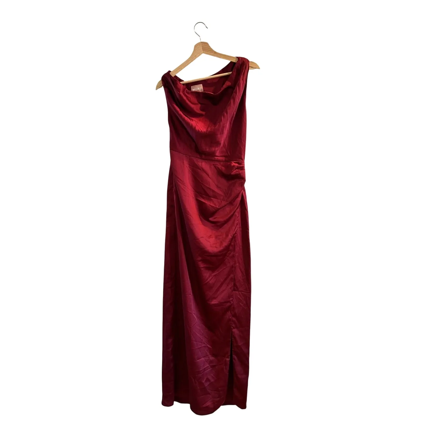 Show Me Your Mumu Jodie Maxi Dress in Cranberry Luxe Satin S - Image 4