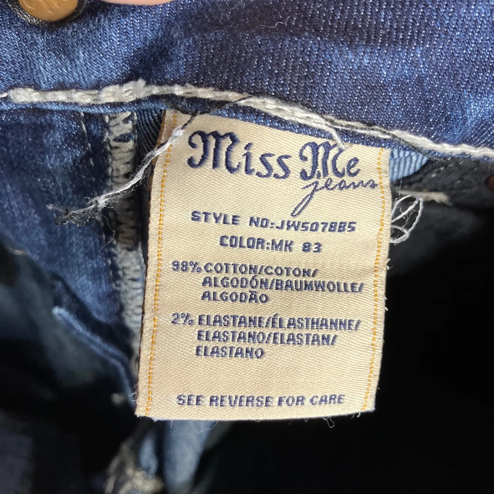 Miss Me boot cut jeans women's size 28 distressed western cowgirl bling - Image 9