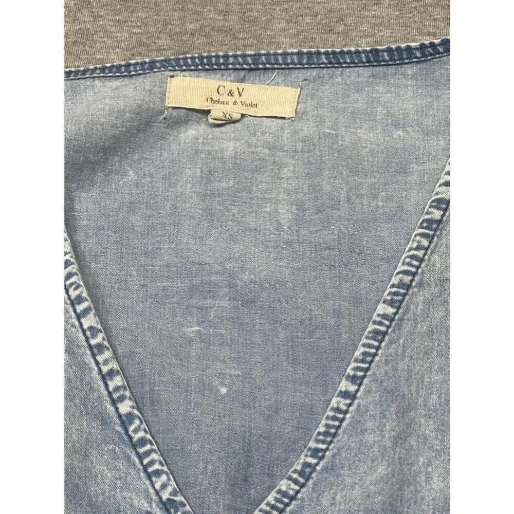 Women's Chelsea & Violet Blue Denim Wrap Dress Size XS - Image 2