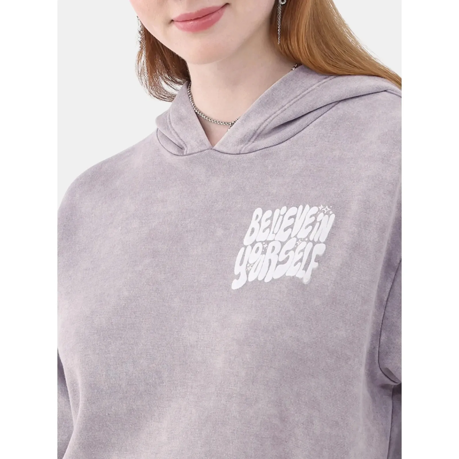 No Boundaries Women Sweatshirt Sz XXS (00) Purple Heather Crewneck Casual Hooded - Image 5