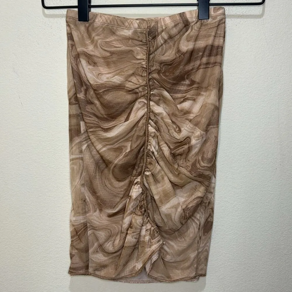 naked wardrobe Mesh Front Ruched Skirt - Marble Coco Size XS - Image 4