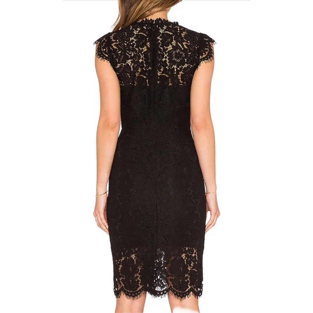 NEW Black Formal Sleeveless Lace Floral Elegant Cocktail Dress S - Image 3