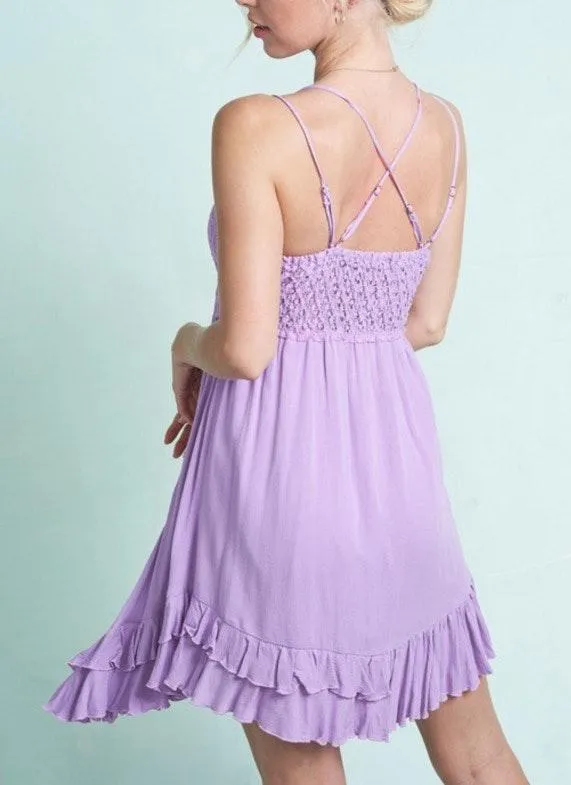 Lavender Lace Dress Purple Size M - Image 4