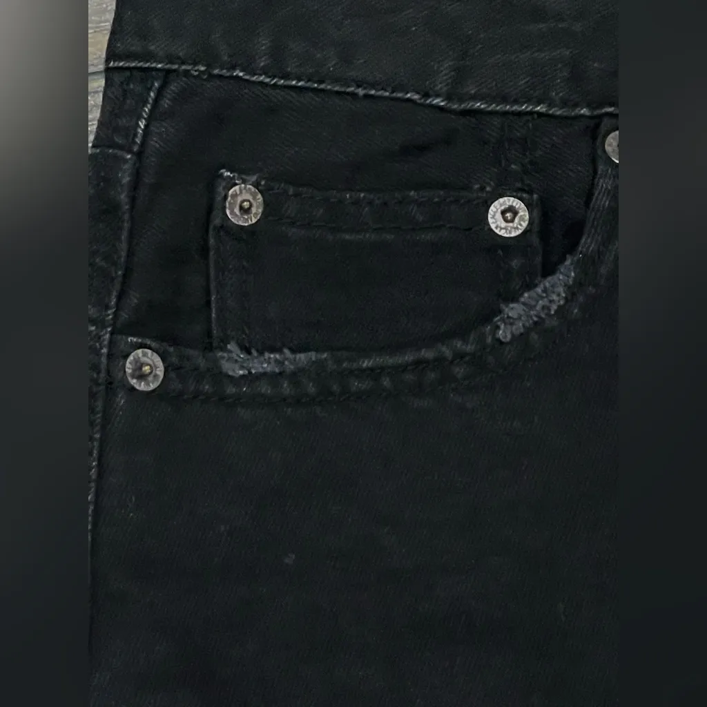 American Eagle AE Hi Rise Festival Mini Black Denim Skirt, Raw Hem, Size 6 -EUC - Image 9