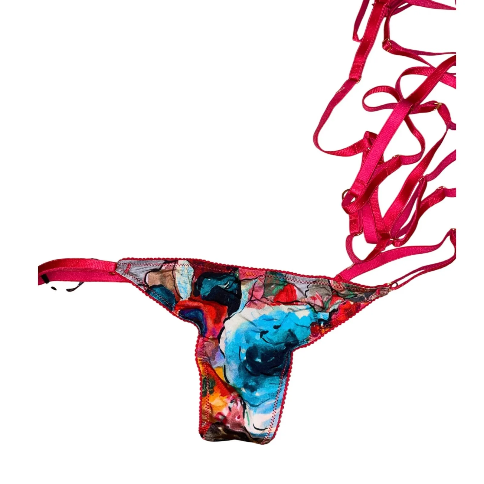 NWT Eve & Shadow Celia floral lingerie set (color in actual pics) 32B/small Red Size undefined - Image 4