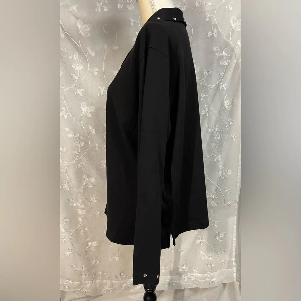 Women’s Bechamel II Black Rhinestone Button Front Shirt Jacket Sz 1X EUC - Image 3