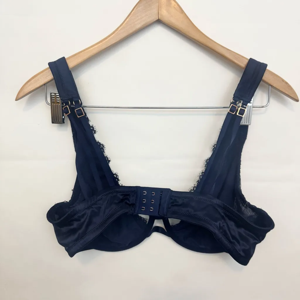 American Eagle aerie navy Unpadded Lace Show Off pings strappy Bra 36D - Image 5