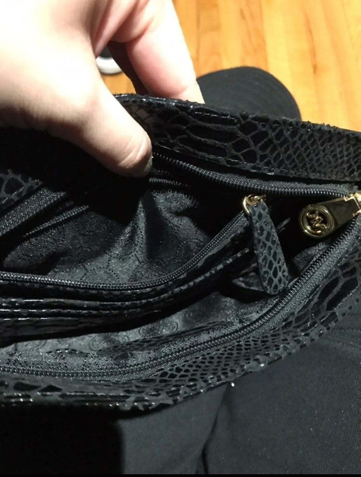 Embossed animal Crossbody Leather Snake Print Draped Shoulder Ruched rave goth - Image 9