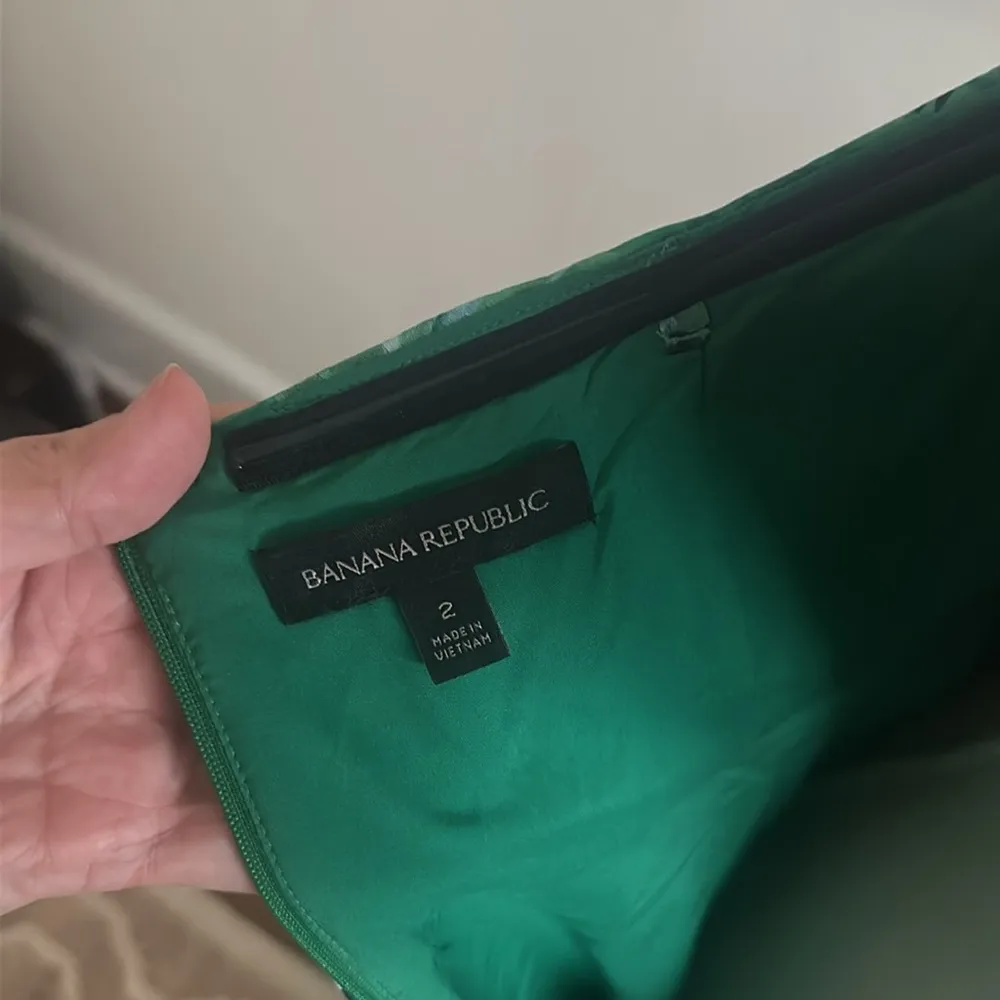 Banana Republic Maxi Tropical Kelly Green and Blue Floral Dress Size 2 - Image 6