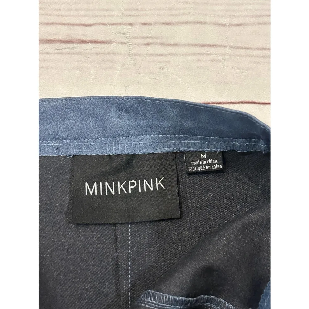 MinkPink Blue Faux Leather Mini Skirt Size Medium 30 inch waist - Image 77