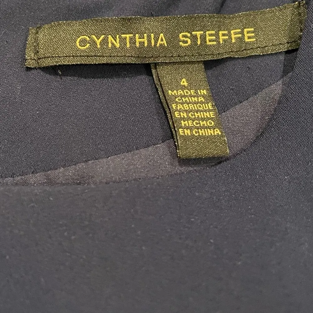 Cynthia Steffe Women's Deep Indigo Long Lace Sleeve Stretch Shift Dress sz 4 - Image 4