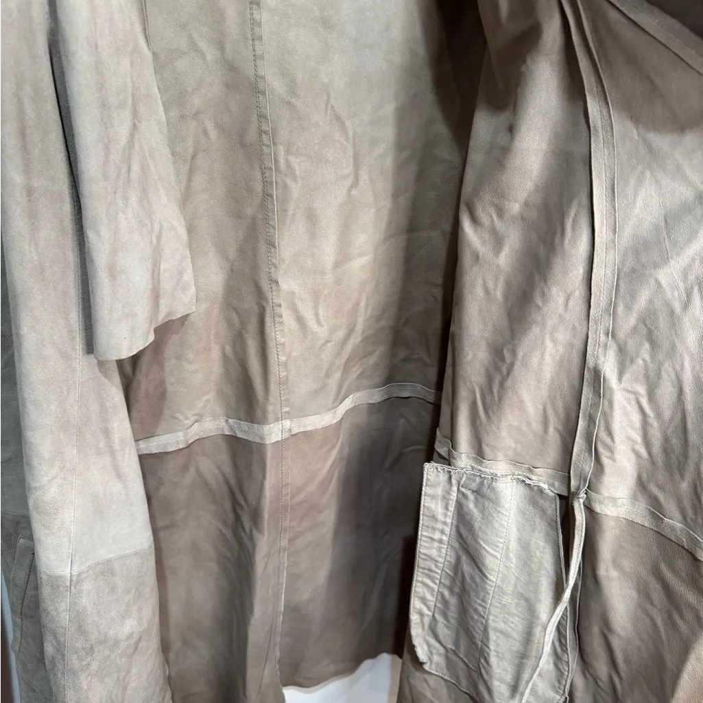 GERARD DAREL GOAT‎ Suede Jacket Longline Coat 38 - Image 7