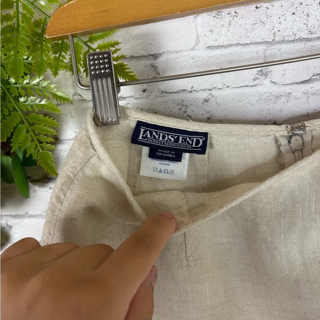 Vintage Land’s End Lagenlook Oatmeal Tan Simple Linen Maxi Skirt Size 8 - Image 4