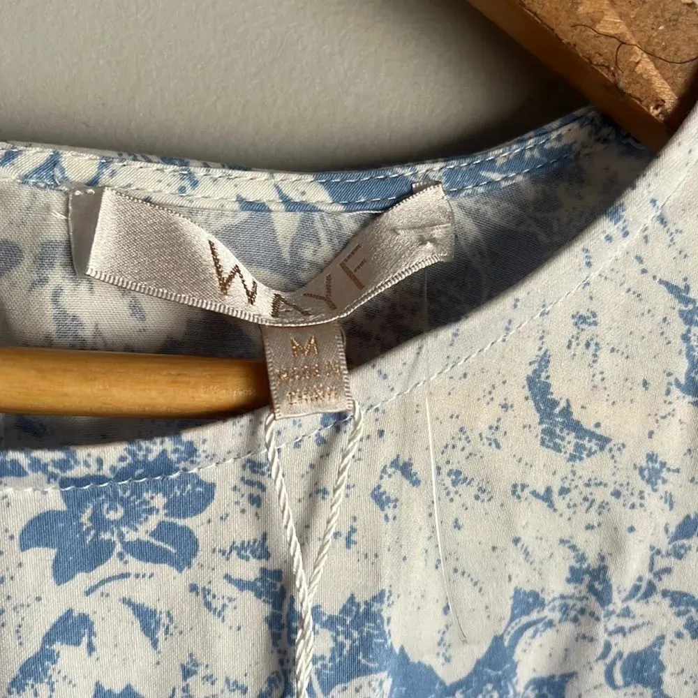 NEW Wayf ALTONIA BOTANICAL PRINT SWING DRESS IN BLUE TOILE - Image 7