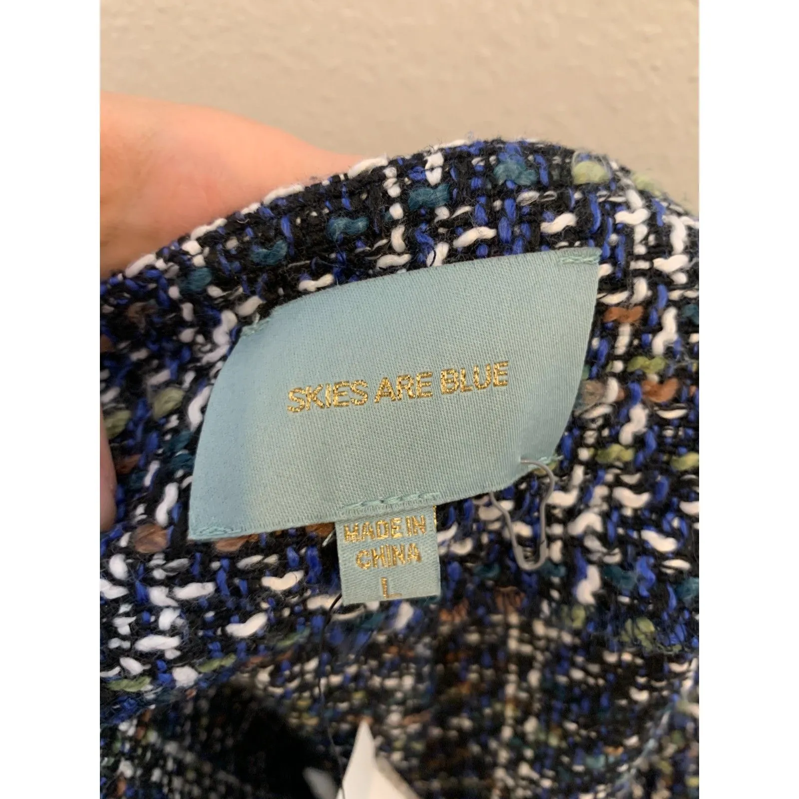 NWT Skies are Blue Belted Blue Green Tweed Skort Sz L Preppy Academia Schoolgirl - Image 6