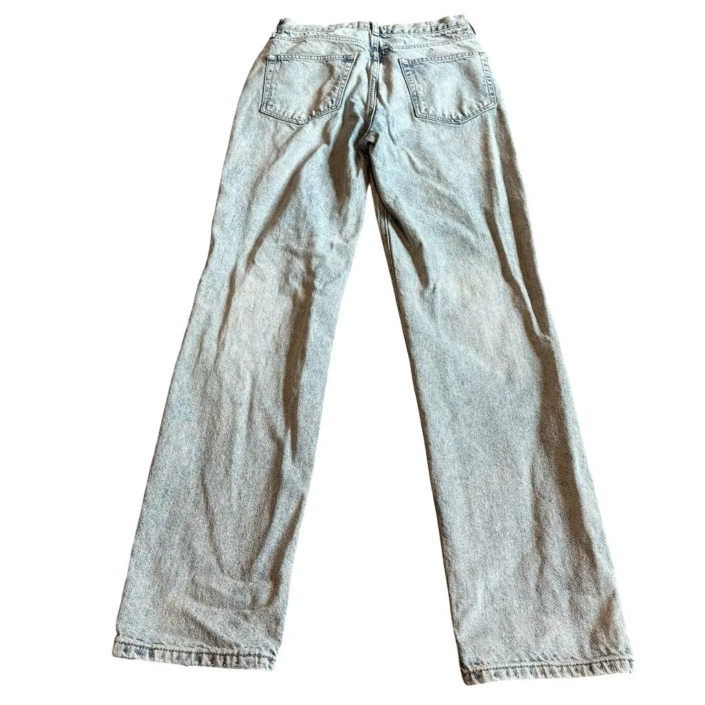 We The Free High Rise Straight Leg Jeans Loose Fit Distressed Light Denim Sz 26 - Image 7