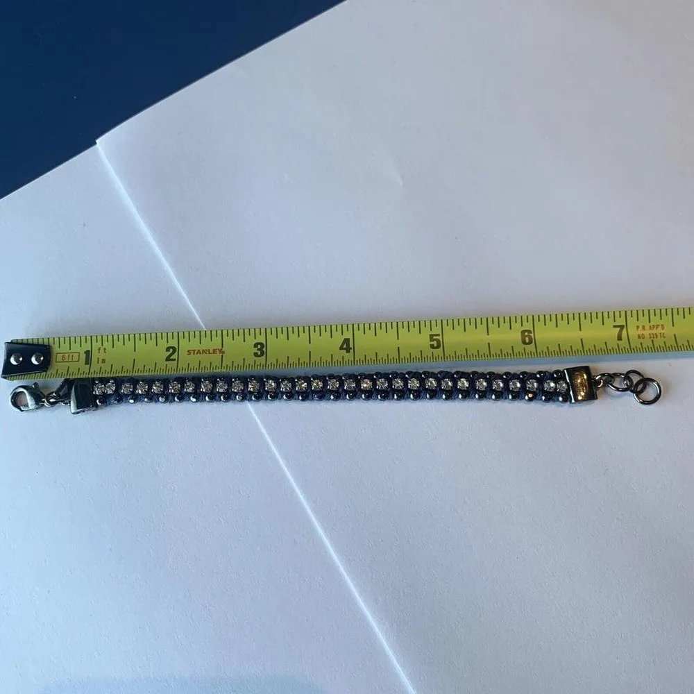 Signed BR Braided Blue Costume Jewelry Bracelet With Rhinestones - Image 12