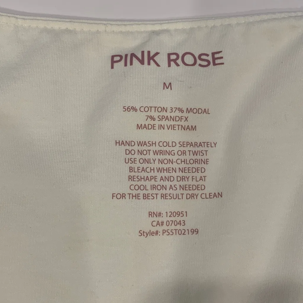 Pink Rose Women's Medium Ivory Cream Cropped Tank Top Scoop Neck - Image 3