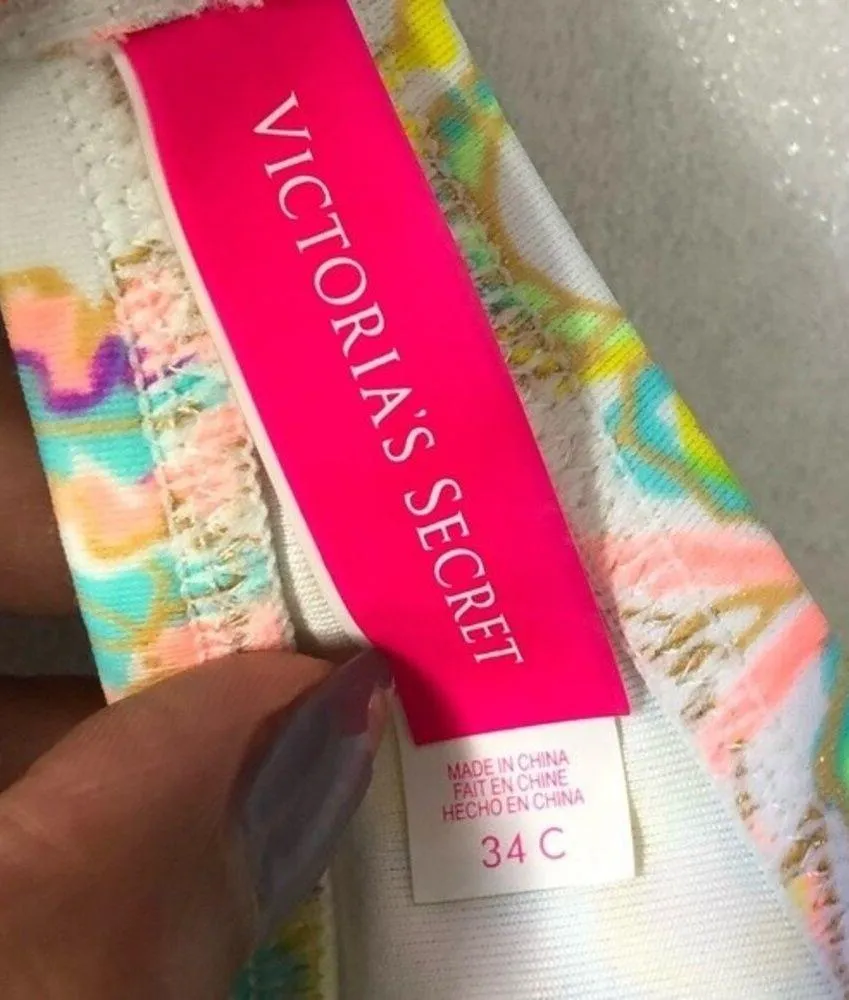 Victoria’s Secret Halter Padded Paisley Print Swimsuit Bra 34C - Image 7