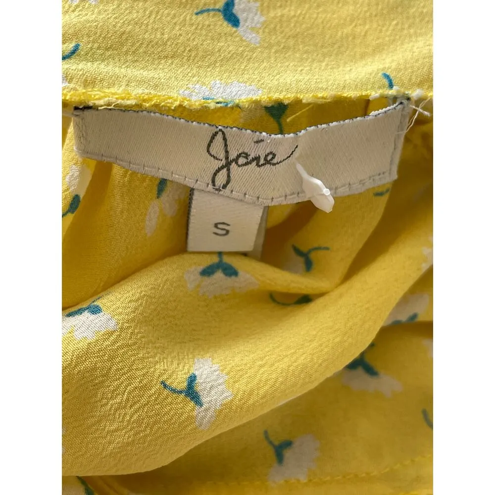 Joie Silk Yellow Floral Peplum Top - Image 8