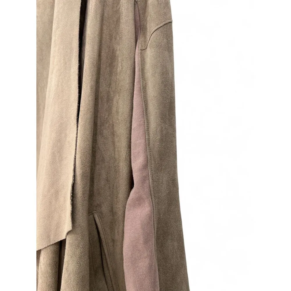 Blank NYC | XXL | Women's Light Brown Faux Suede Open Front Jacket Cardigan - Image 3