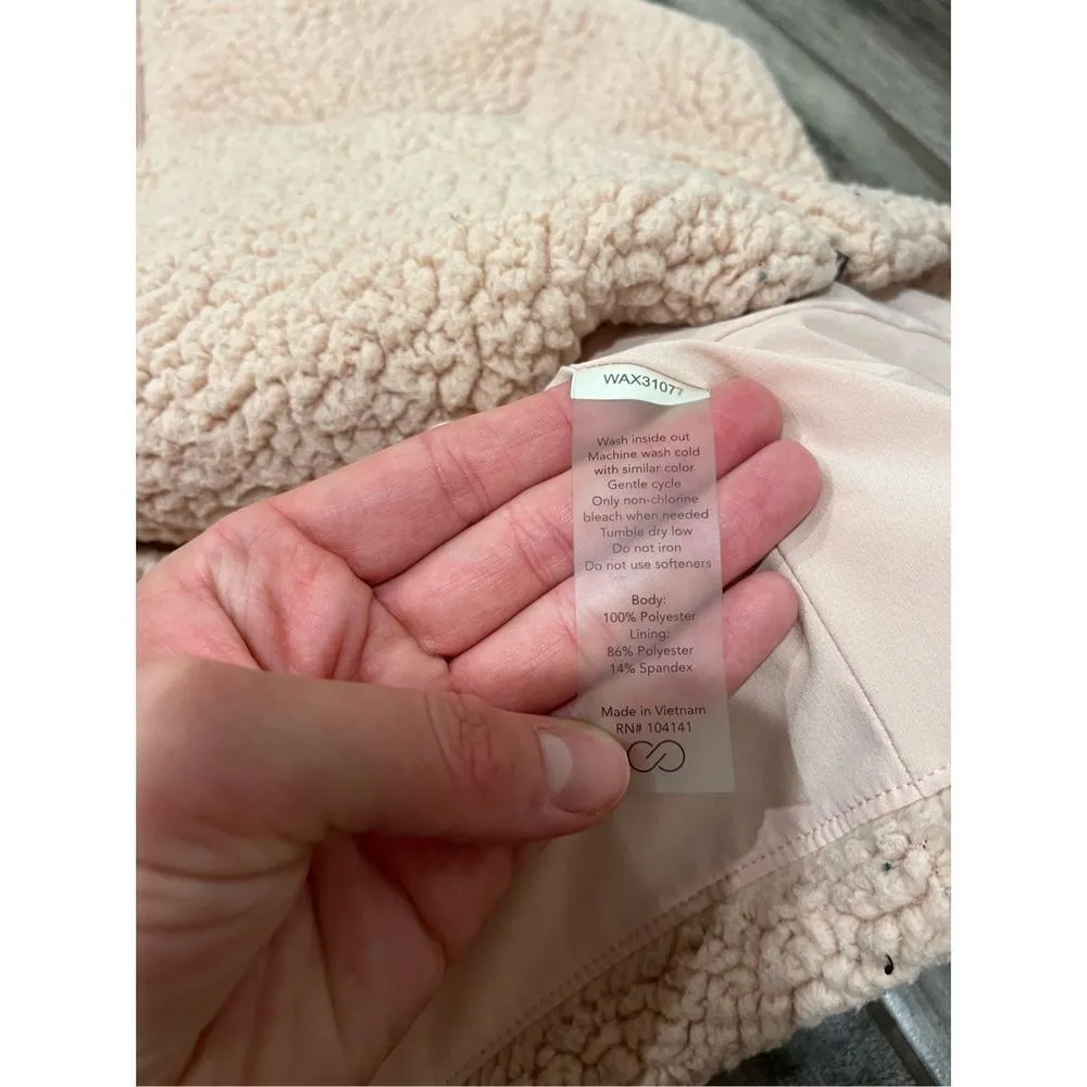 Calia Womens Vest Solid Pink Nude Full Zip Front Teddy Bear Fleece Sleeveless Si Size L - Image 4