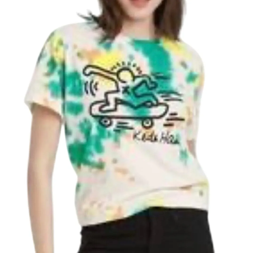 KEITH HARING Tie Dye Skateboarder T - Image 2