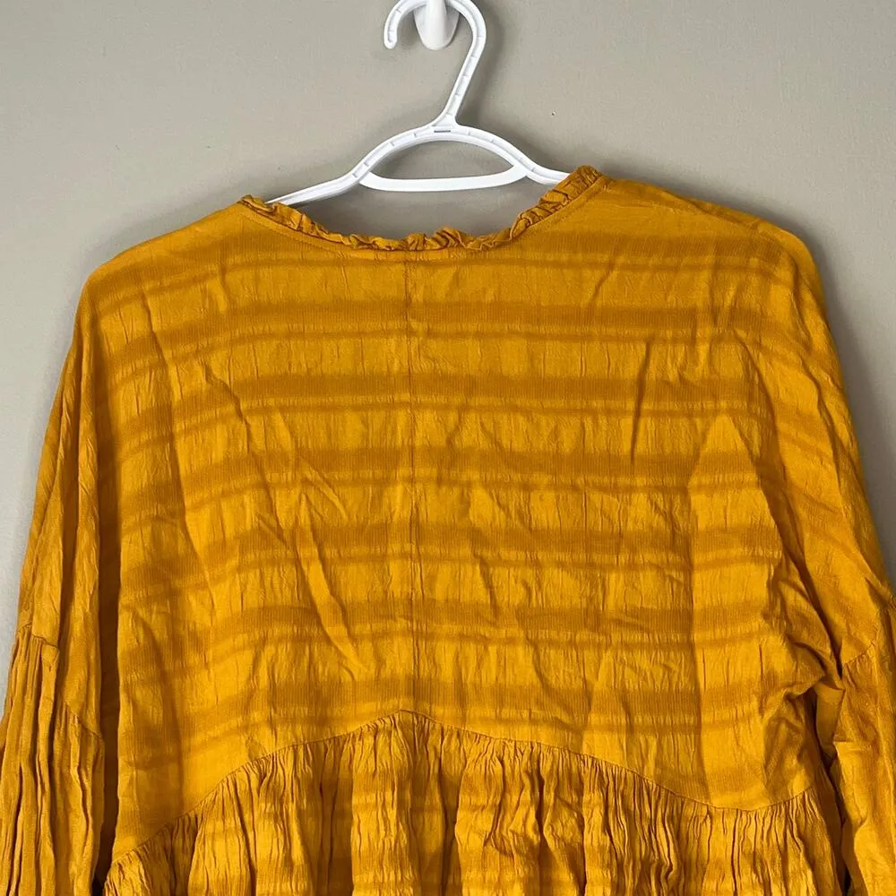Lucky Brand V-Neck 1/2 Sleeve Cropped Mustard Yellow Top Size Small - Image 7