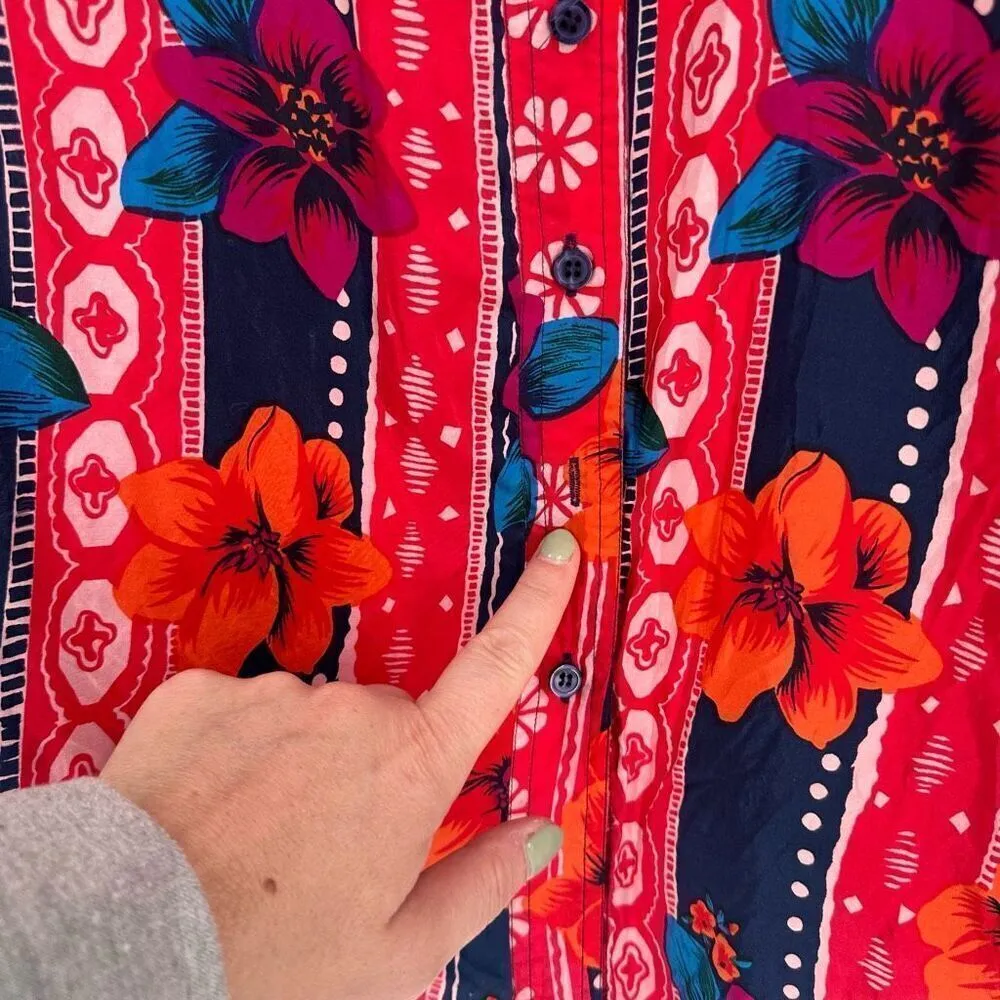 Vintage Daniel Caron Womens Floral Tropical Silk Button - Image 6