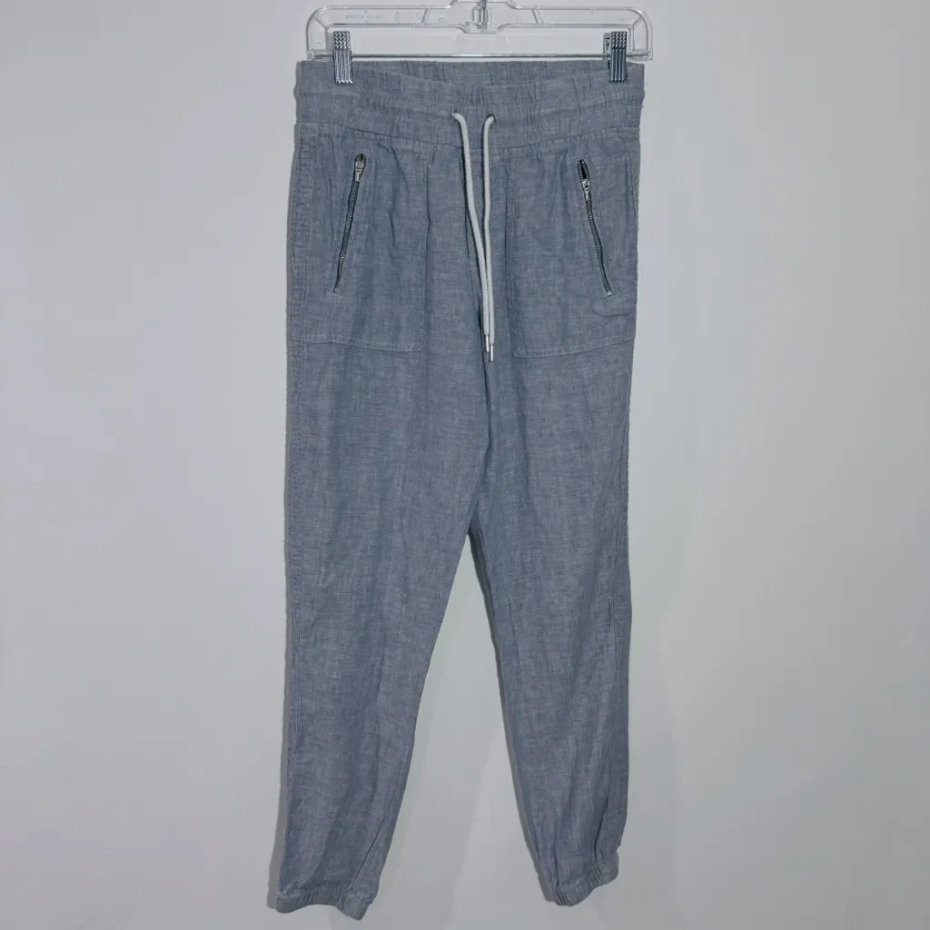 Athleta Cabo Linen‎ Joggers In Blue Size 2 - Image 2